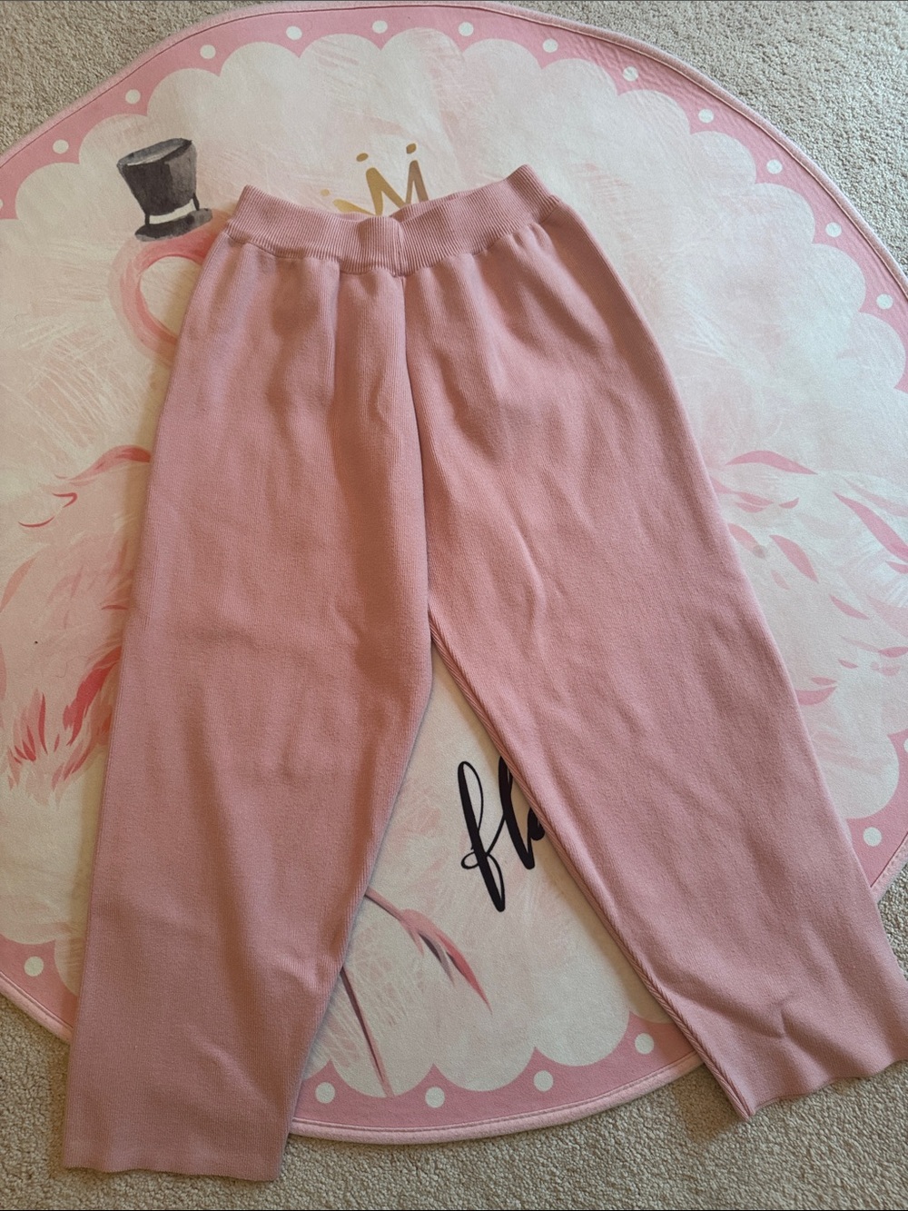 Women’s Pink Knit Wide Leg Pants